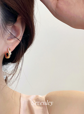七与 新品【麻花扭结】精工圈圈耳环小众轻奢闪钻高级感耳扣女