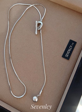 新品【自由圈】极简百搭~不规则金属风清冷银色长款项链女