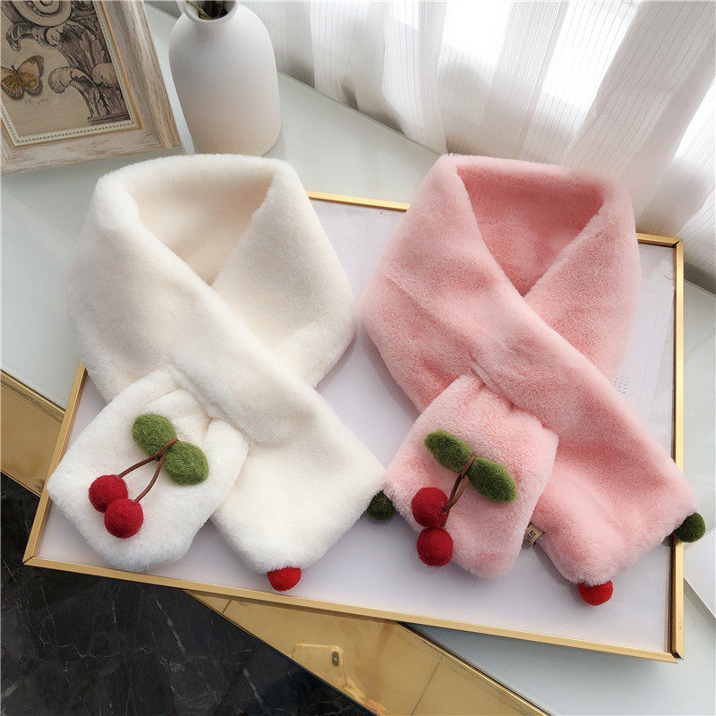 儿童毛绒围脖冬季卡通水果樱桃加厚围巾宝宝女童可爱韩版脖套小孩,淘宝优惠券,粉丝福利购,淘宝优惠卷