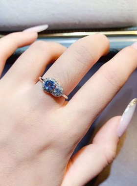 新款天然托帕石戒指925银镶嵌女开口日韩轻奢饰品送女友新年礼物