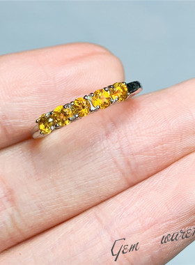 开口排戒黄晶s925银韩版女礼物