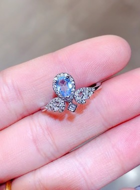 新款天然托帕石戒指925银镶嵌女开口日韩轻奢饰品送女友新年礼物