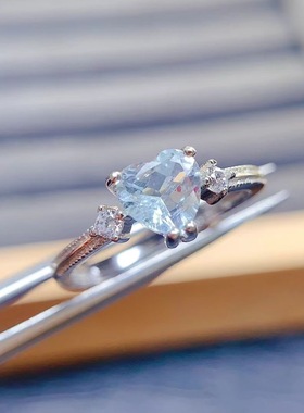 新款天然托帕石戒指925银镶嵌女开口时尚轻奢饰品送女友新年礼物