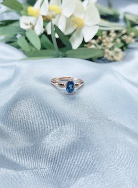 2024新款托帕石戒指925银镶嵌女开口日韩简约指环新年礼物送女友