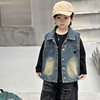 Boys' Denim Vest Spring and Autumn 2025 New Children's Waistcoat Vest to Wear Handsome and Street-Friendly Baby Boy 3-6 Years Old