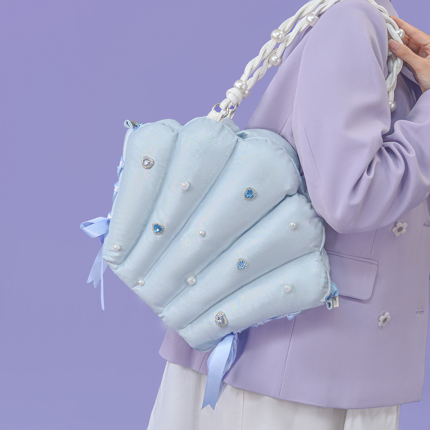 茶茶原创设计感大容量沙滩贝壳包y2k通勤单肩斜跨少女出街托特包,淘宝优惠券,粉丝福利购,淘宝优惠卷