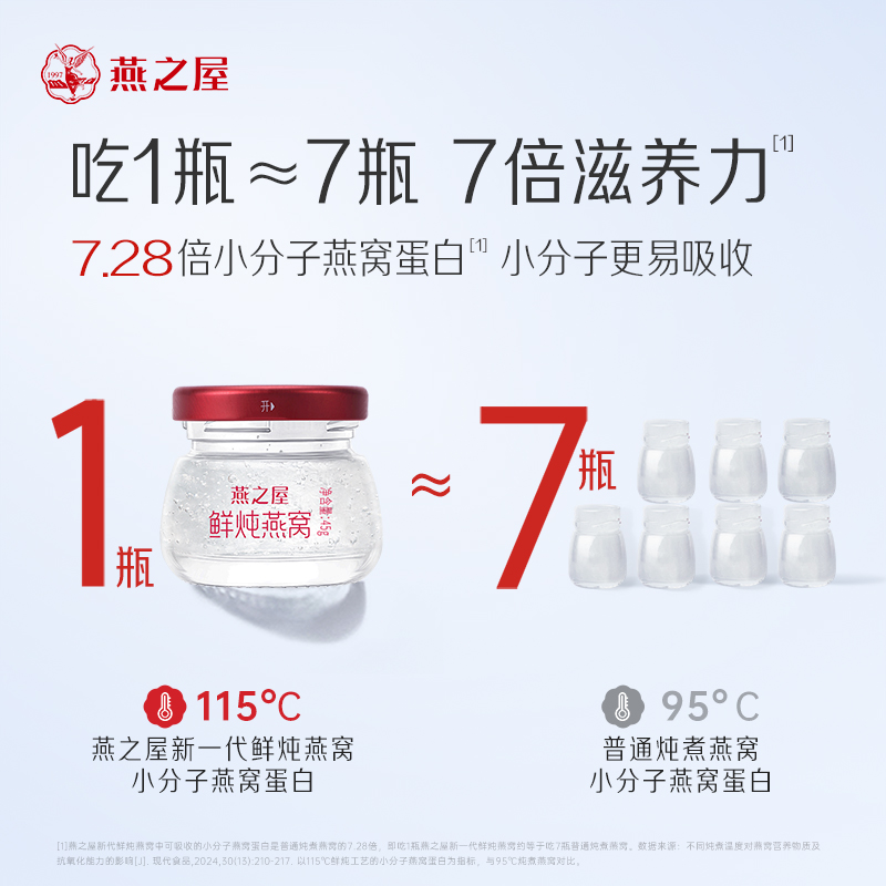 燕之屋新一代鲜炖燕窝45g7瓶送礼周即食提货礼品卡孕妇老人滋补