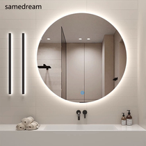 Makeup Mirror Dresser MIRROR HANGING WALL INTELLIGENT TOUCH SCREEN LED LUMINOUS ROUND WALL-MOUNTED BEDROOM TABLE DRESSER