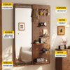 Sanmeng antique solid wood sliding hole board dressing mirror