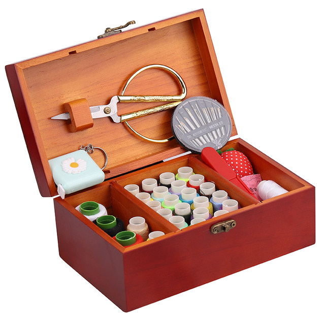 Retro ໄມ້ແຂງ multifunctional wedding dowry ກ່ອງຫຍິບ