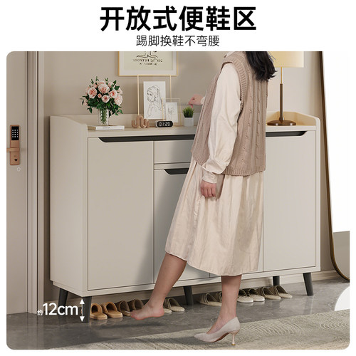 入户实木芯鞋柜家用门口室内靠墙玄关柜一体大容量储物收纳柜鞋架 - 图2