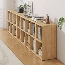 Full solid wood bookshelf rack floor leaning against wall combined lattice cabinet Living room pine wood storage containing short home bookcase