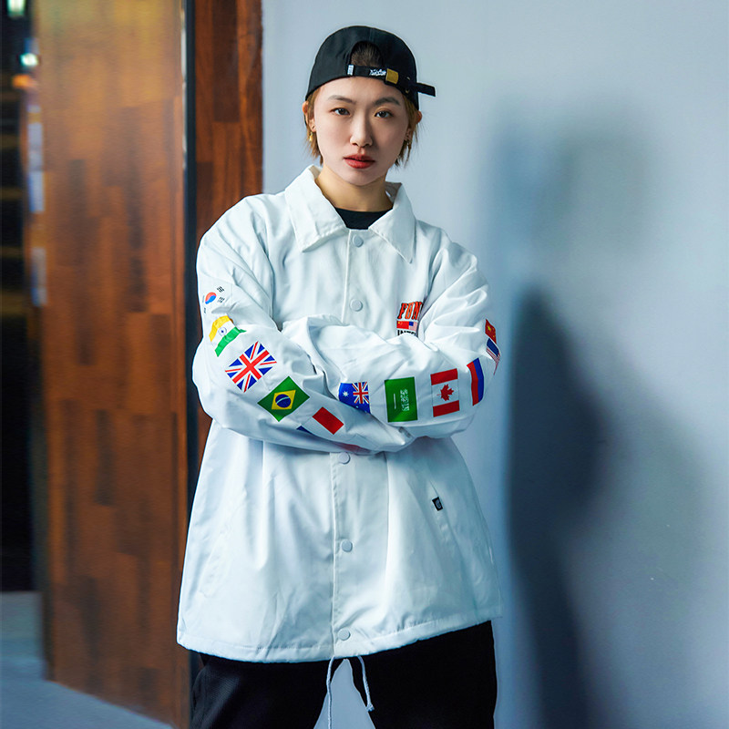 funkystyle秋冬季国潮奇卡诺街舞教练夹克外套男百搭bboy嘻哈复古