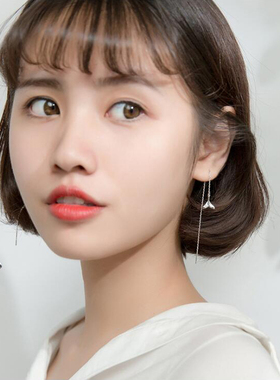 海洋鱼尾~s925银韩版简约ins风时尚耳线甜美气质长款耳链耳环耳饰