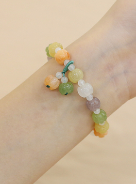 国潮天然七彩南瓜珠手串汉服手链
