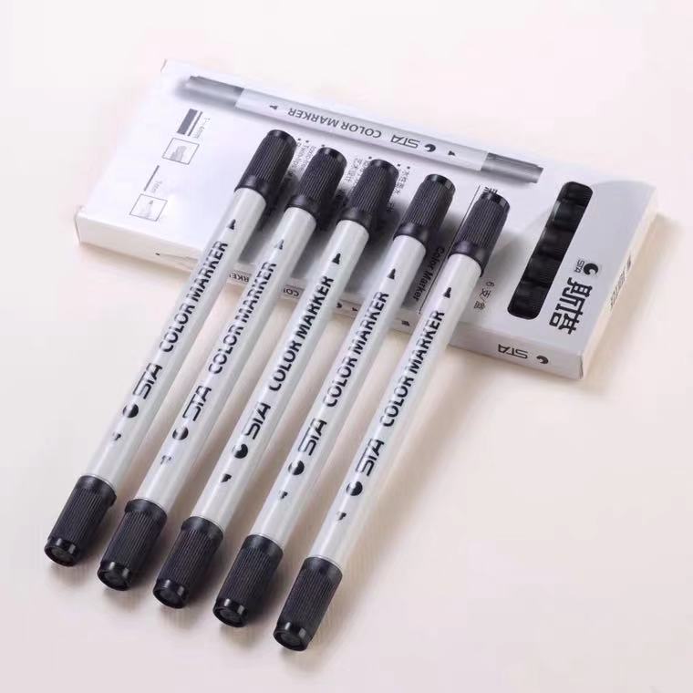 sta斯塔3100双头点柱笔马克笔黑色点柱笔水性快题画建筑柱子记号笔3-4MM双头笔出水顺畅耐磨耐擦黑色点柱笔 - 图3