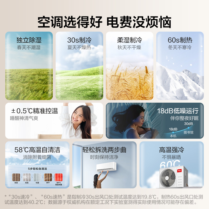 tcl大1p匹新能效一级变频空调 tcl空调空调