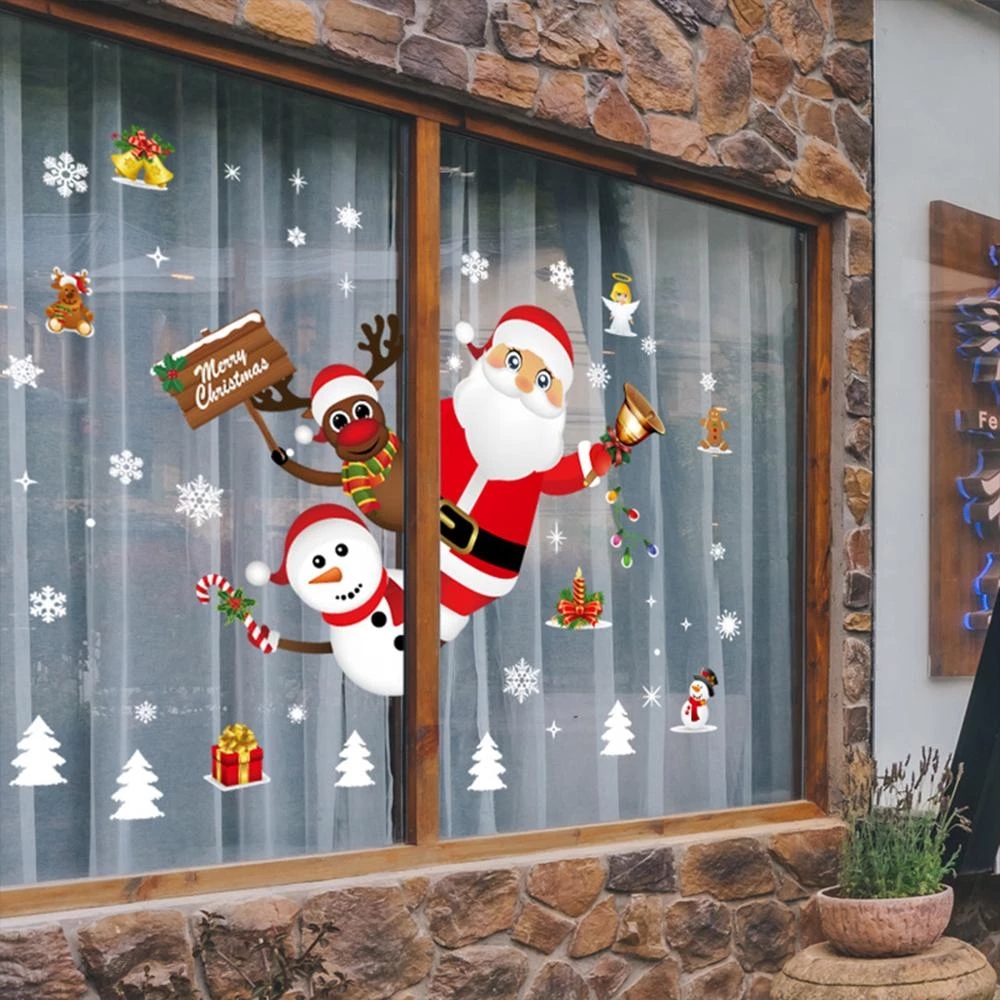 Merry Christmas Wall Stickers Window Glass Stickers Christma - 图0