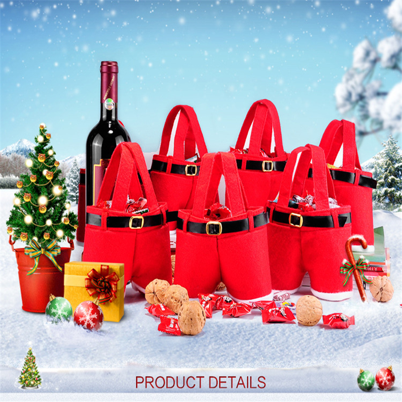 1Pcs Merry Christmas Gift Treat Candy Wine Bottle Holder San - 图0