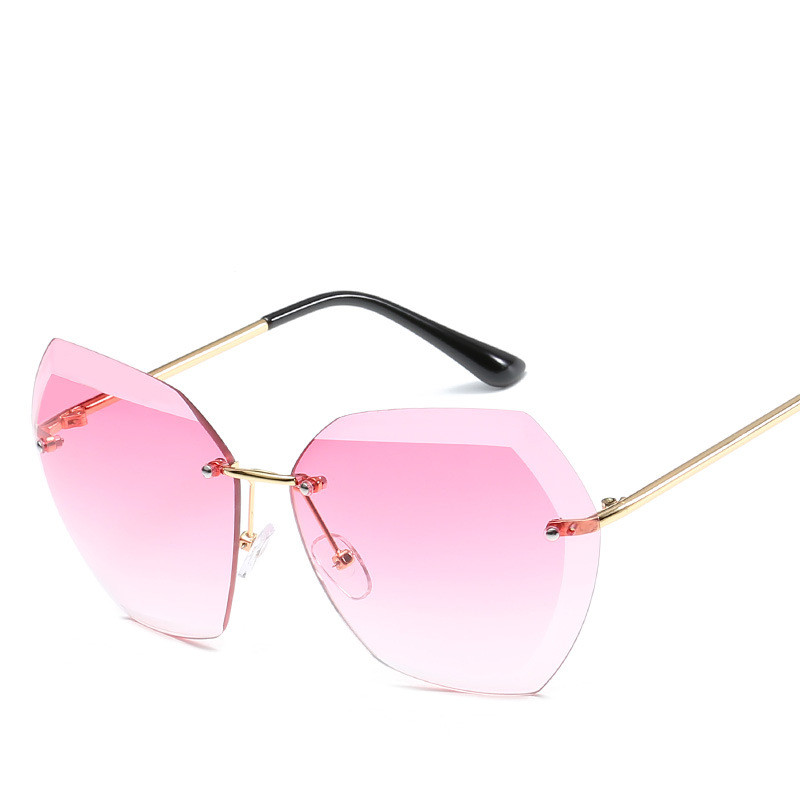 Luxury Rimless Sunglasses Women Brand Designer Summer Overs-图2