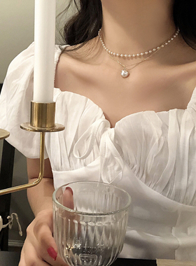 Kpop Fashion Pearl Choker Necklace Women Cute Girl Gold col