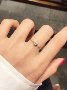 韩国迷你链条皓石彩金不掉色尾戒