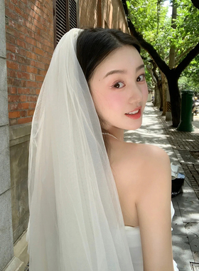 新娘结婚白色头纱头饰蝴蝶结