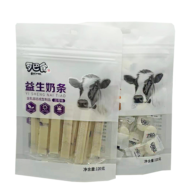 罗巴食益生奶贝原味 奶条蓝莓味酸奶120克*4袋内蒙古奶制品 零食