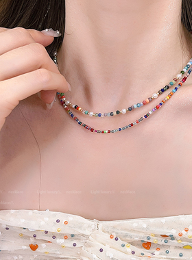 新中式彩色串珠项链女2025新款