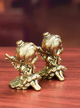 创意黄铜天使女孩小天使家居摆件