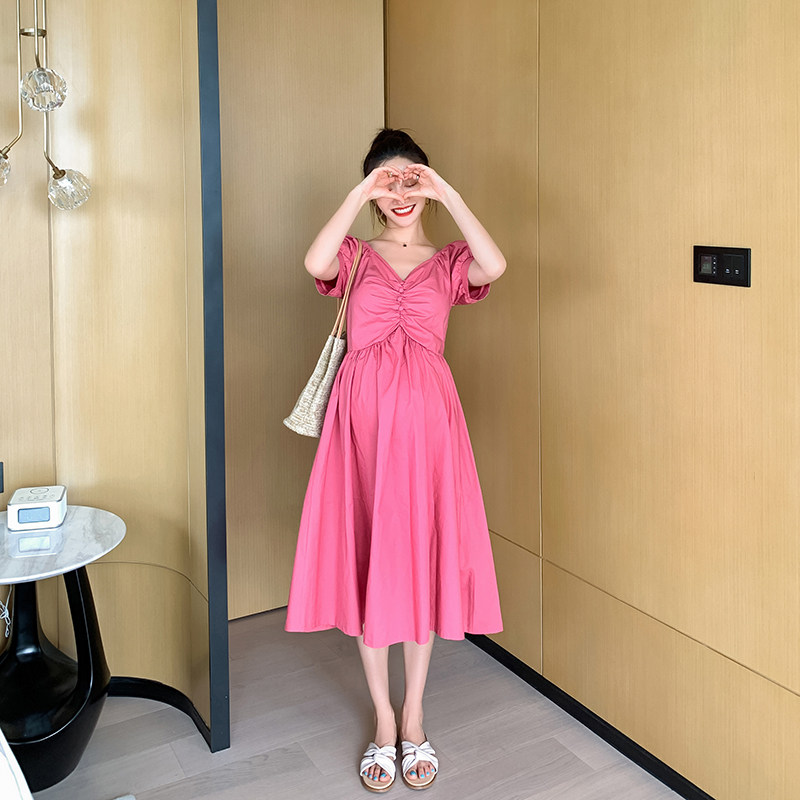 孕妇夏装短袖孕妈夏季小清新连衣裙 YYZJcma原创潮妈孕妇装大码女装连衣裙