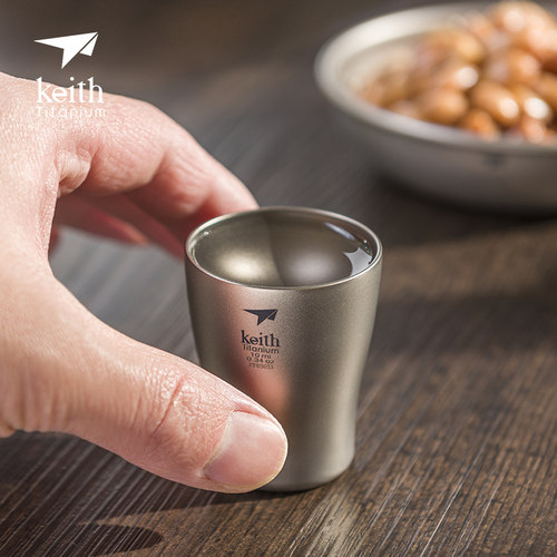 keith铠斯钛白酒杯10ml烈酒家用杯一口杯酒盅双层金属杯子户外 - 图2
