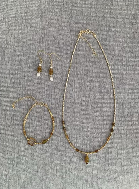 手工串珠手链天然石捷克琉璃串珠项链毛衣链小众设计叠戴