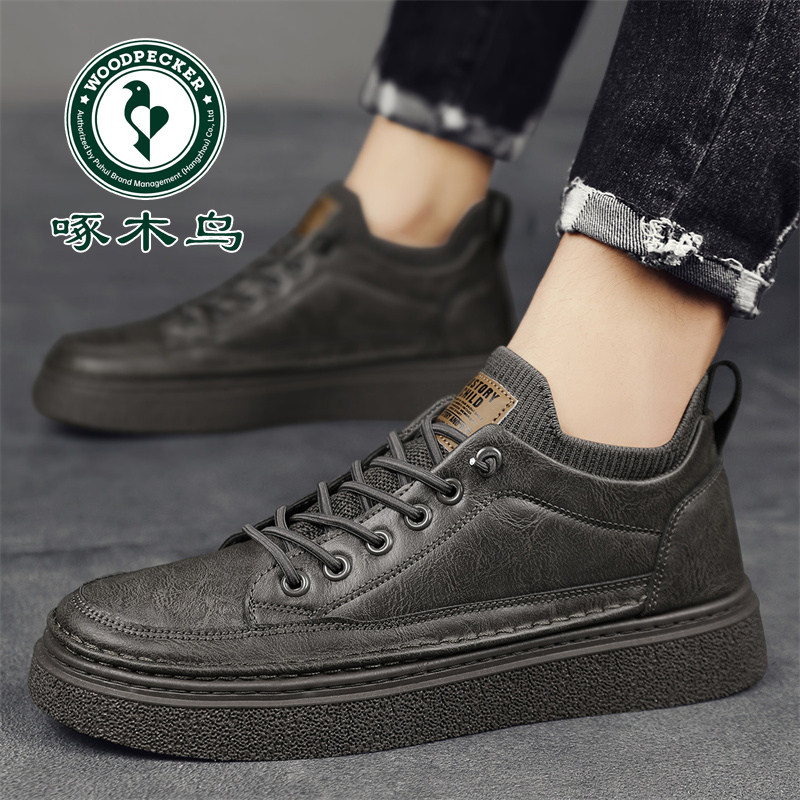啄木鸟男鞋马丁板鞋高帮秋冬季新款百搭运动休闲小白潮鞋真皮皮鞋,淘宝优惠券,粉丝福利购,淘宝优惠卷