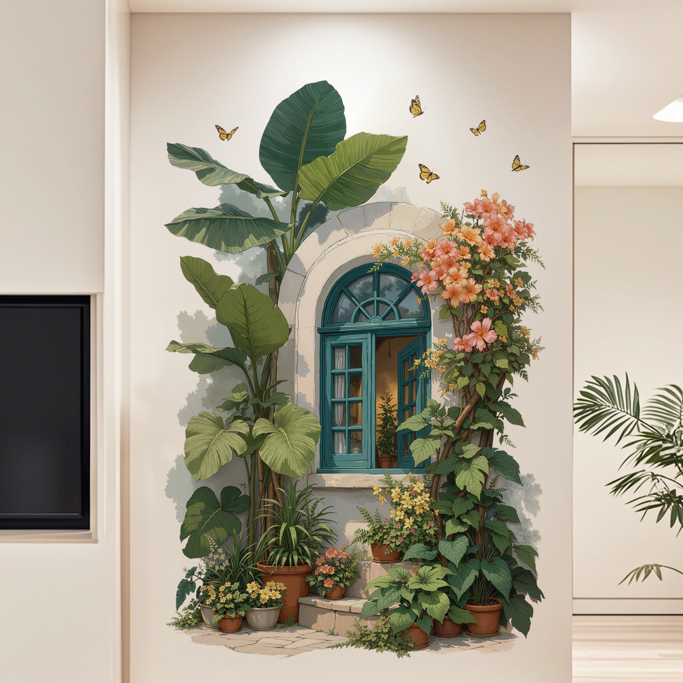 植物绿叶风景自粘墙壁贴纸家用可撕墙面装饰出租屋改造遮丑补丁贴,淘宝优惠券,粉丝福利购,淘宝优惠卷