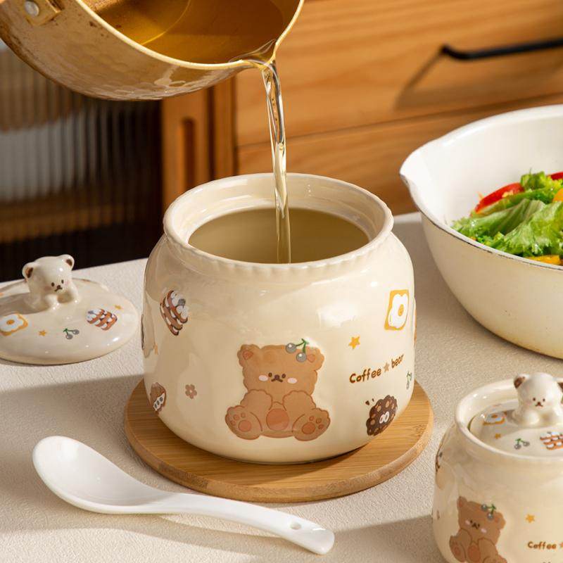 猪油罐家用耐高温陶瓷油泼辣子罐厨房卡通调味罐辣椒油专用储存罐,淘宝优惠券,粉丝福利购,淘宝优惠卷