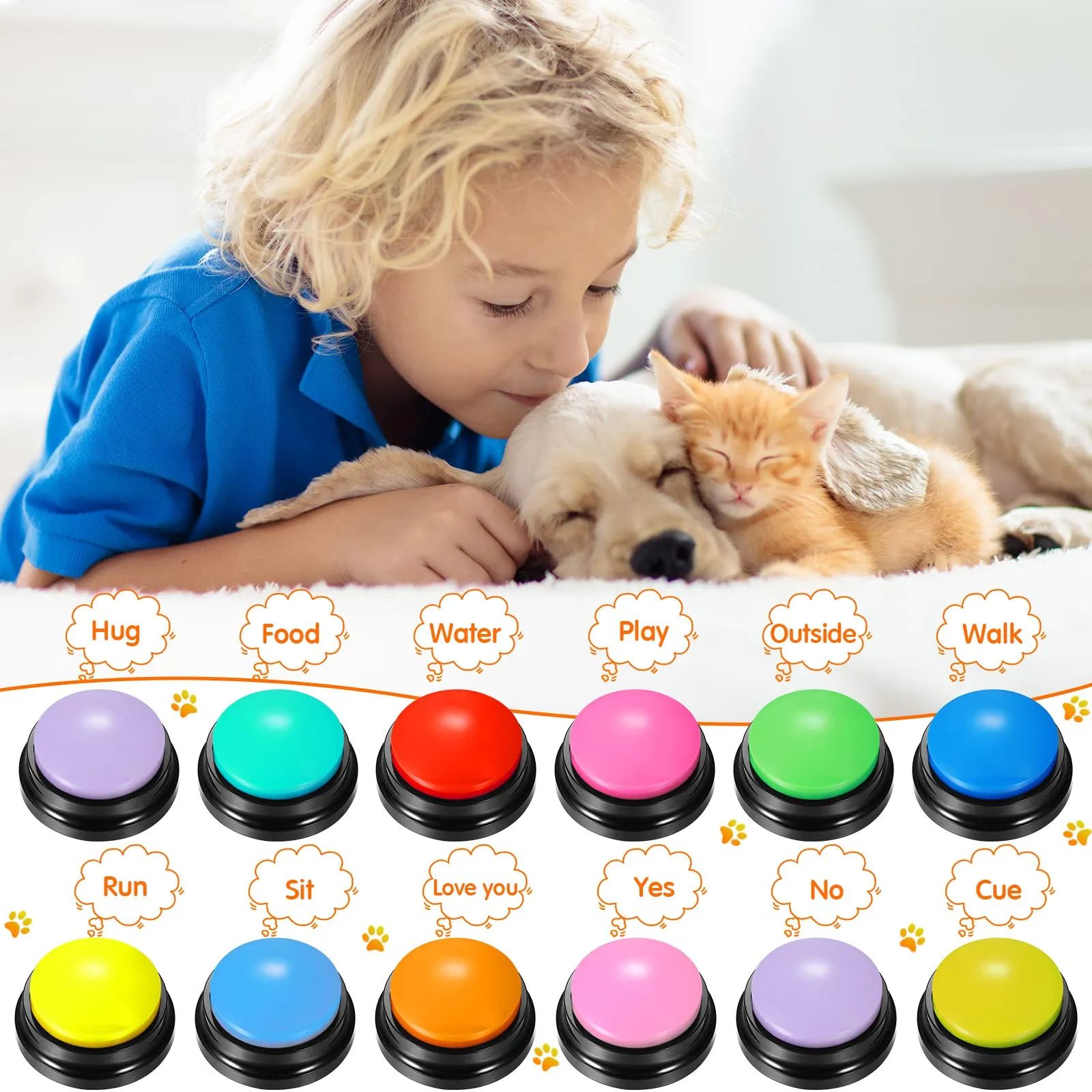 Voice Recording Button Dog Buttons for Communication Pet Tra - 图2