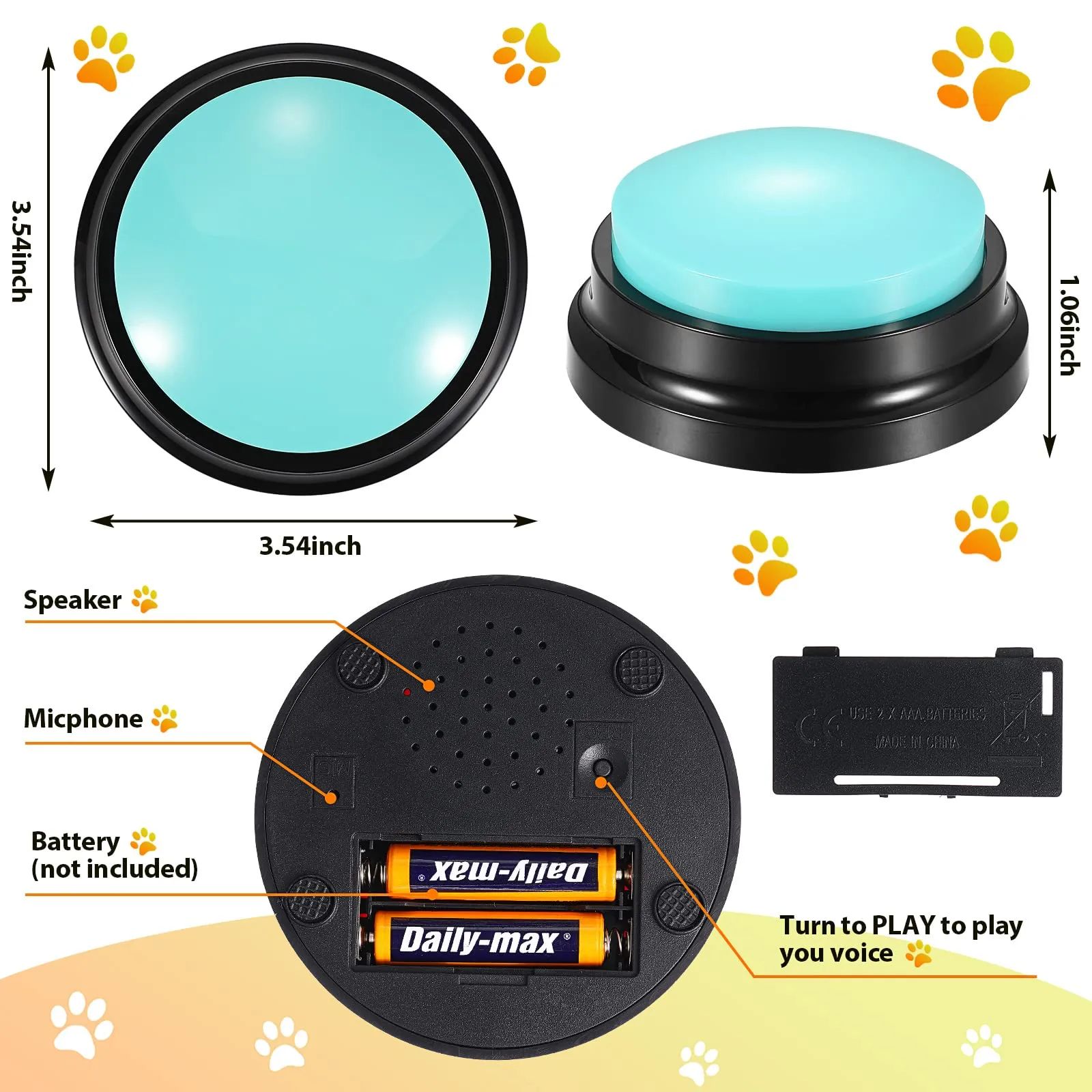 Voice Recording Button Dog Buttons for Communication Pet Tra - 图3