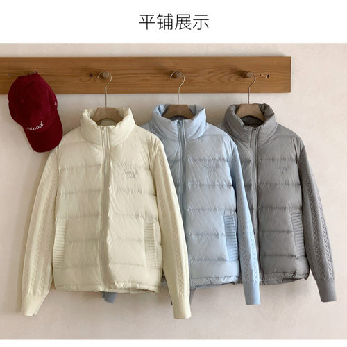 设计感针织袖子拼接棉服女2026冬季新款小个子保暖轻薄棉衣外套女 - 图3