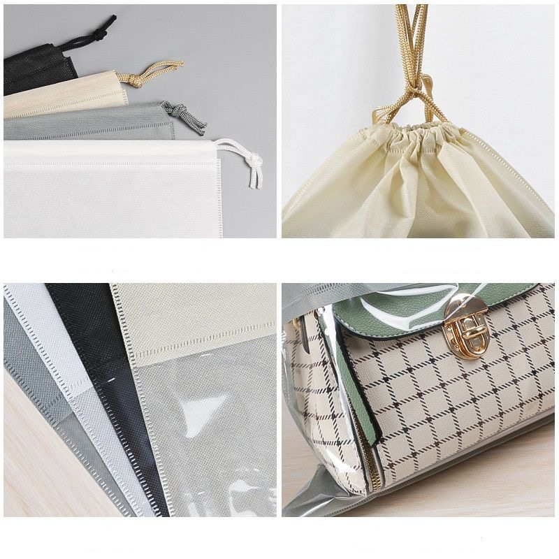 加厚可视拼接无纺布抽绳袋子包包防尘保护袋双拉绳束口袋归纳袋,淘宝优惠券,粉丝福利购,淘宝优惠卷