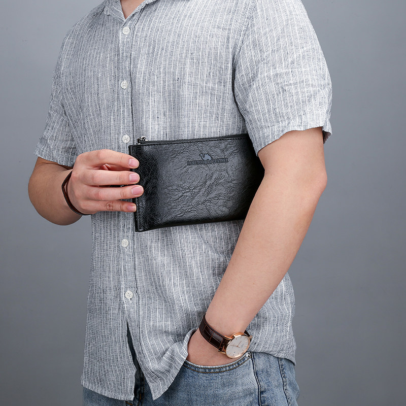 2020新款潮男士小号欧美信封男钱包 张杰皮具2016男士包袋