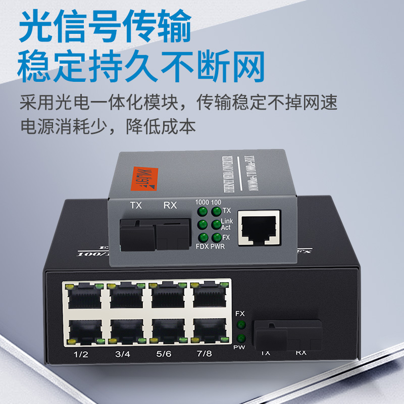 光纤收发器千兆光电转换器单模单双纤netlink HTB-GS-03/4100内外置电源3/20/40km一台/对 - 图2