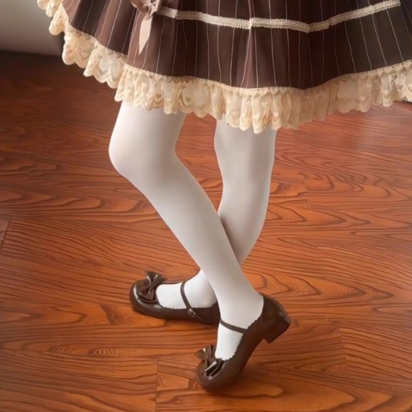 秋冬微压天鹅绒连裤袜女120d甜美lolita可爱女生白色防勾丝打底袜 - 图1