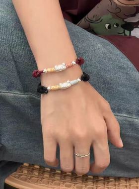 2025新款法棍猫手链转运珠手绳手工编织精致手链+小众情侣闺蜜百