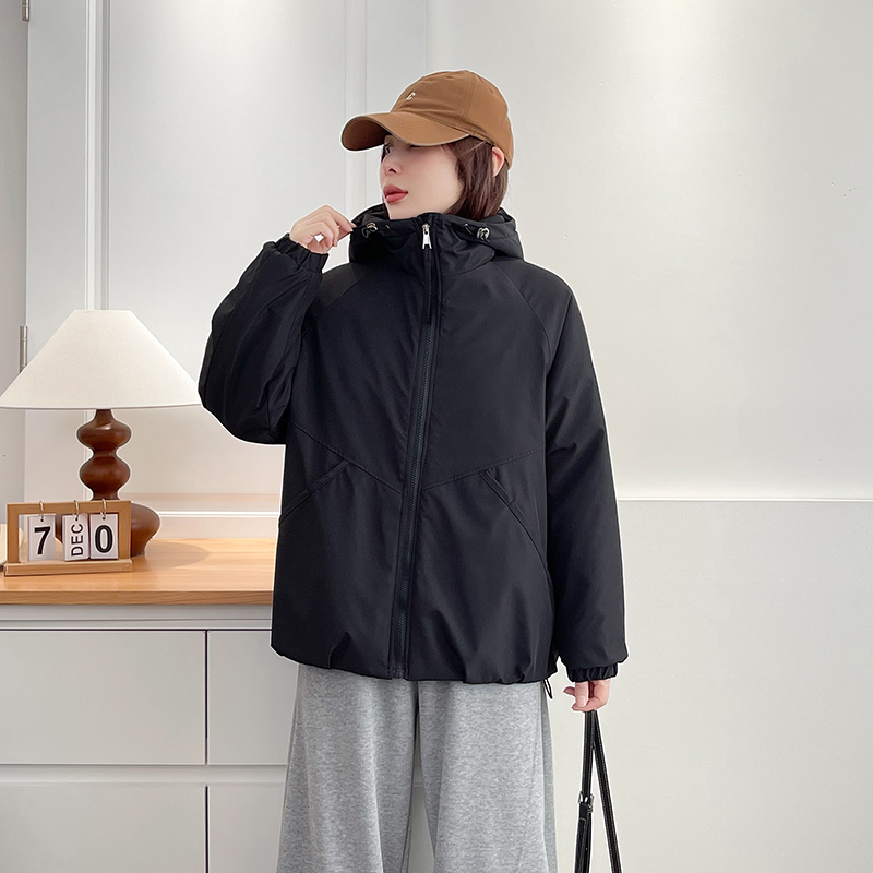 秋冬季大码夹棉冲锋衣外套女200斤胖mm显瘦防风飞行夹克冬运动服 - 图1