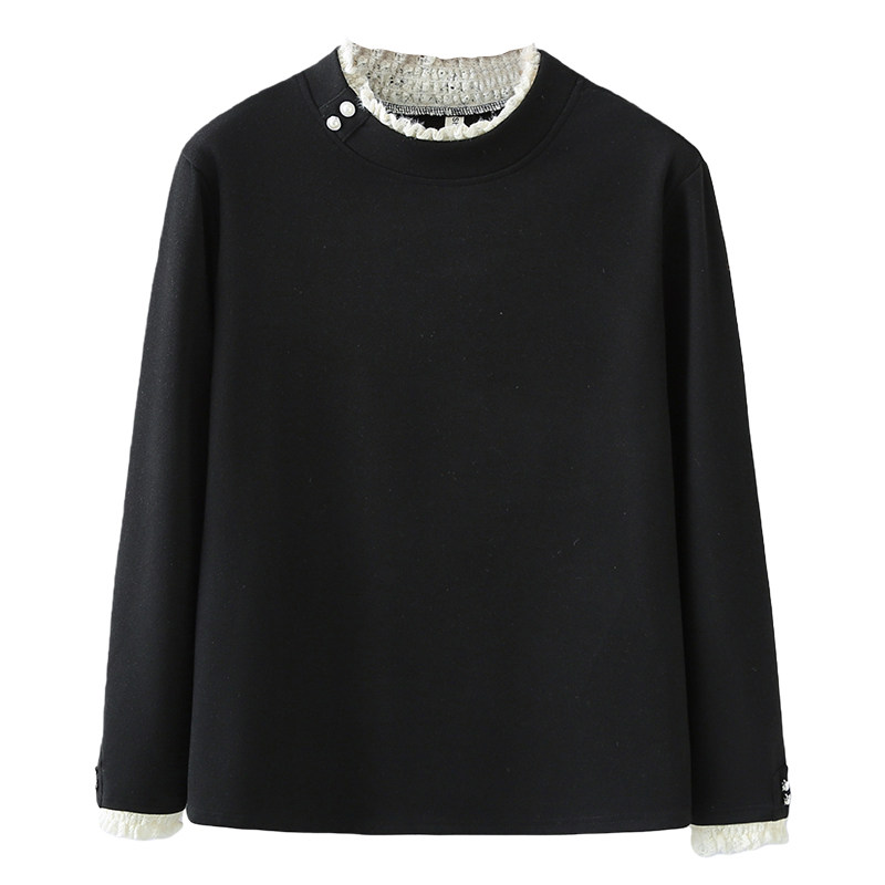 大码胖mm蕾丝拼接花边德绒打底衫女士200斤冬季保暖衣遮肚子内搭,淘宝优惠券,粉丝福利购,淘宝优惠卷