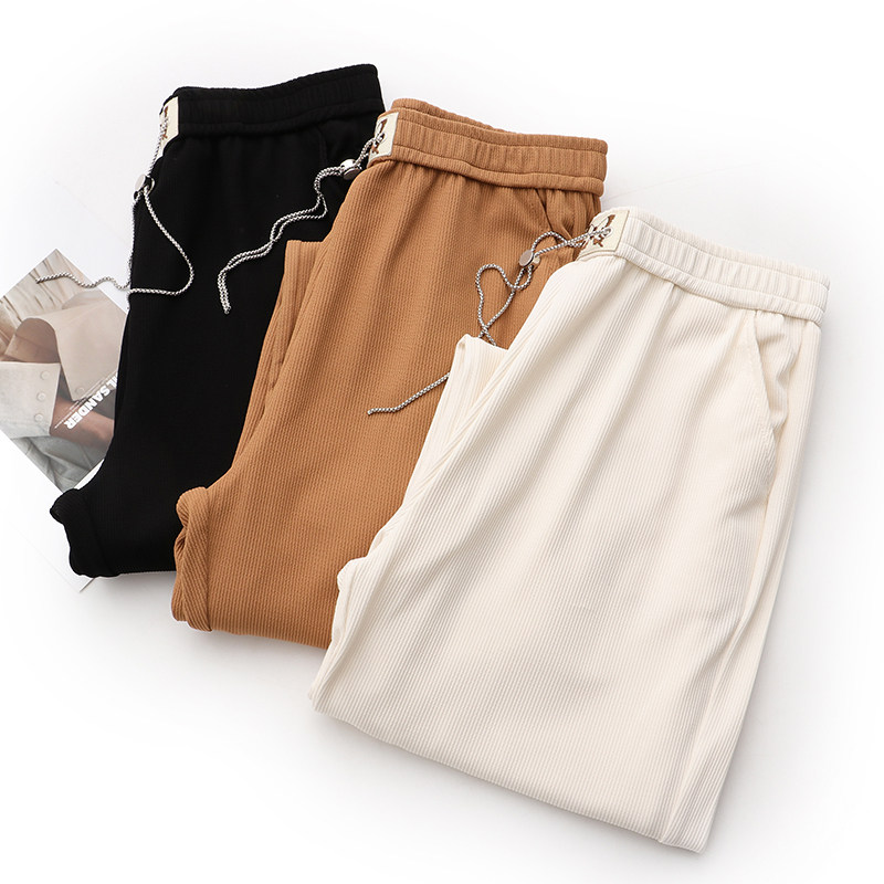 胖mm大码窄版阔腿裤女夏装设计感松紧高腰显瘦直筒垂感烟管长裤子,淘宝优惠券,粉丝福利购,淘宝优惠卷