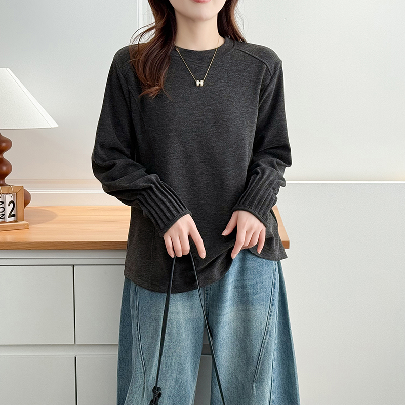 秋冬季新款大码长袖卫衣女装200斤胖mm宽松显瘦遮肚子打底衫内搭 - 图1