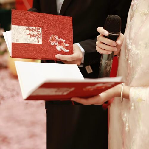 原创设计新中式婚礼誓言卡手卡结婚接亲高级简约誓词宣誓卡致辞本 - 图1