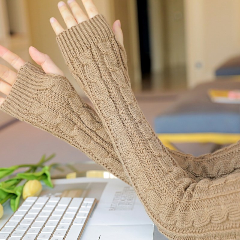 秋冬加厚保暖加长款针织毛线麻花半指手套袖套手臂套露指假袖子女,淘宝优惠券,粉丝福利购,淘宝优惠卷